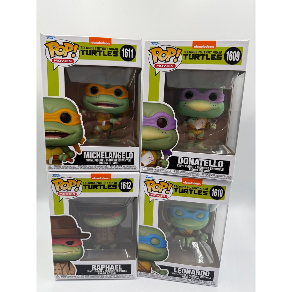 Funko Pop TMNT Movies Set Michelangelo Donatello Raphael Leonardo 1609-1612